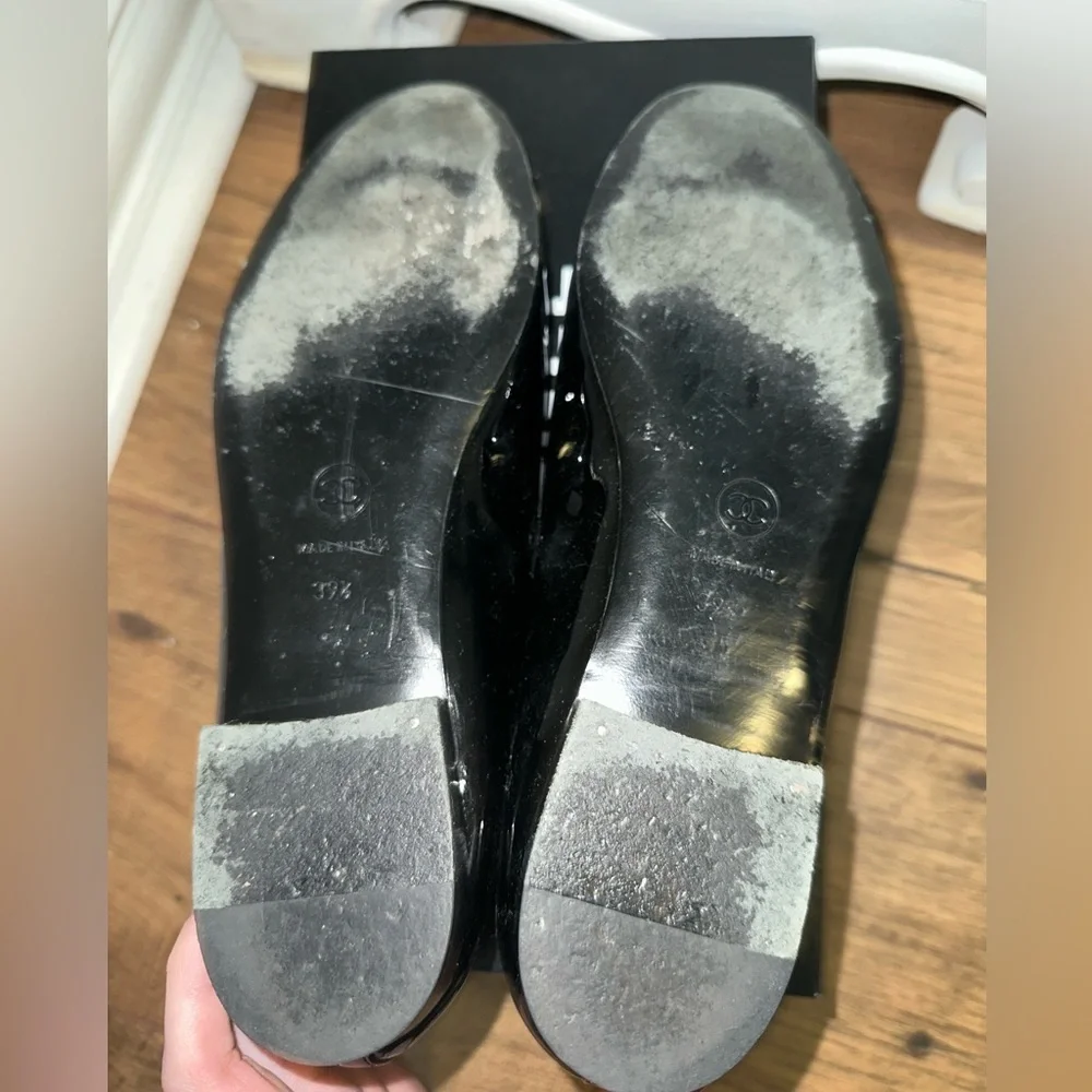 Chanel Vintage Black and White Patent Ballet Flats Size 39.5 / 8.5 - Picture 6 of 14